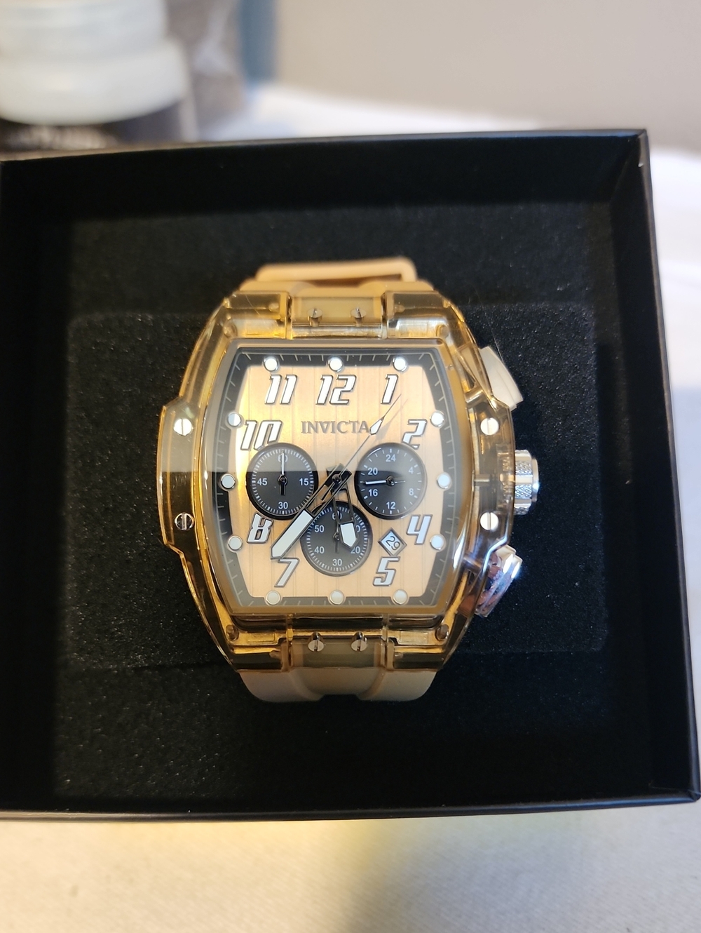 Invicta Men’s Gold and Black Chronograph Watch S1 RALLY TRANSPARENT